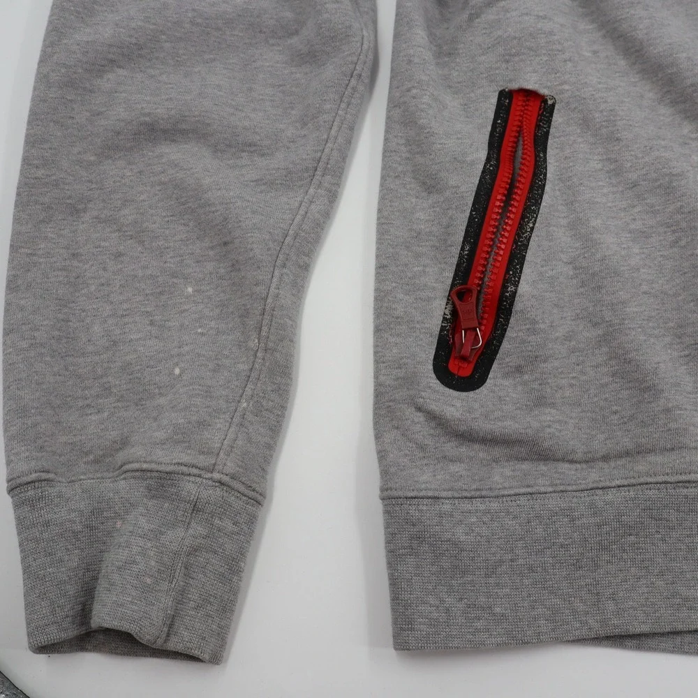 Nike Sportswear Hoodie Mens‎ Medium Grey Red Bonded Zip Tech Fleece NSW Full Zip